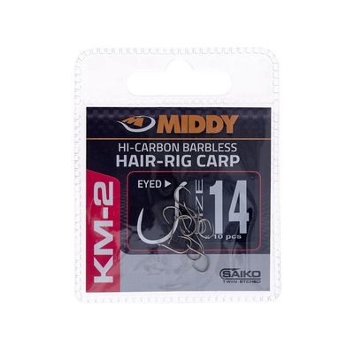 467 крючки MIDDY KM-2 Hair-Rig Eyed Hooks 14s (10pc pkt)