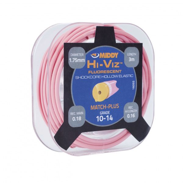 1605 штекерная резина MIDDY Hi-Viz Solid Original 10-14 Hollow Pink Ф-1,80мм /  3,0мт