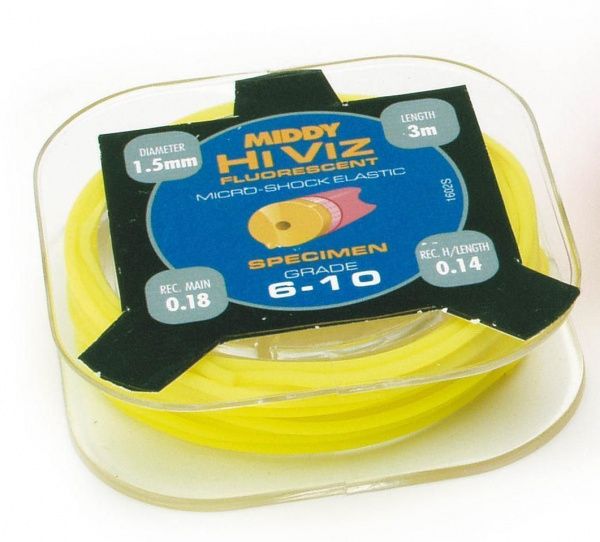 1602 штекерная резина MIDDY Hi-Viz Shock Core 6-10 Hollow Yellow Ф-1,5мм /  3,0мт